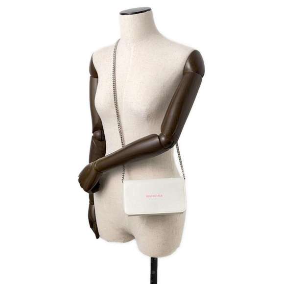BALENCIAGA Chain Shoulder Bag Everyday Leather 593785 White - Picture 4 of 12